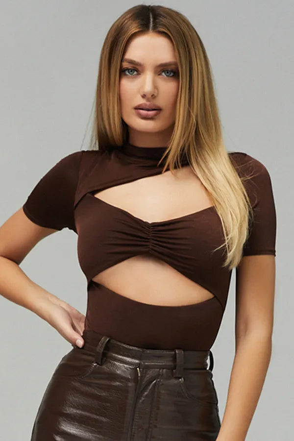 Maroon Cutout Shapewear Bodysuit For Women